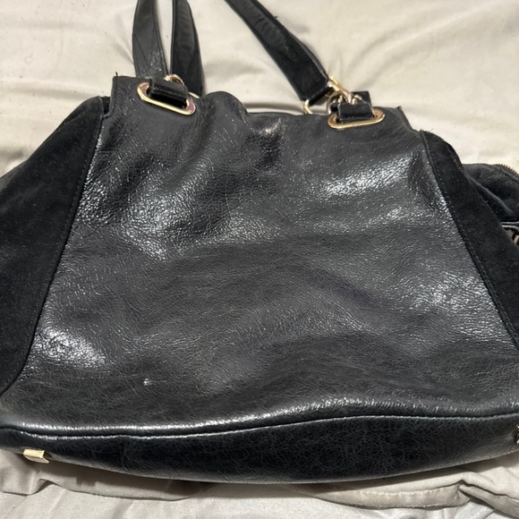 Vince Camuto black suede/leather handbag. - Picture 1 of 9